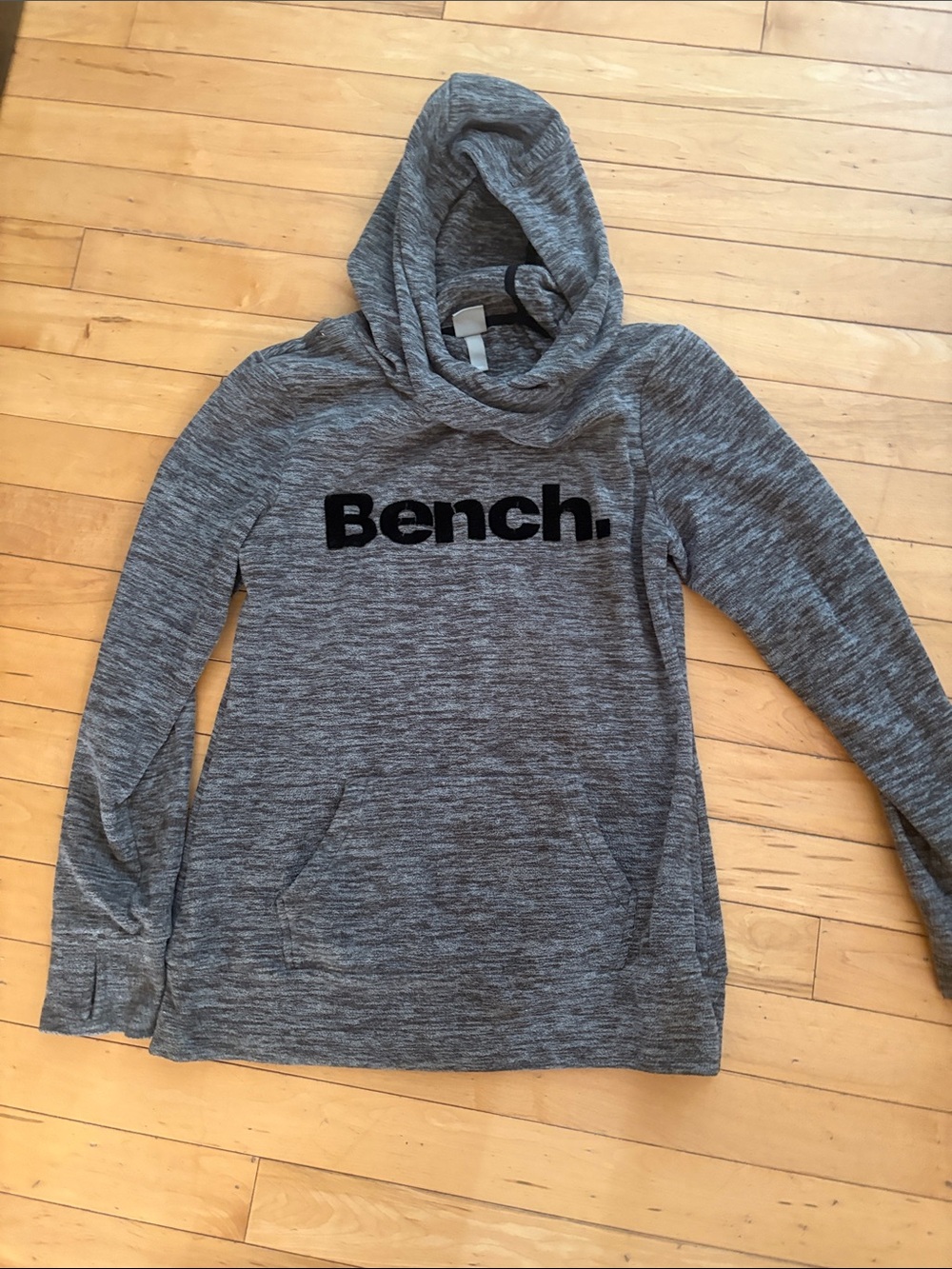 Bench Gray Marled Hooded Pullover with Black Logo